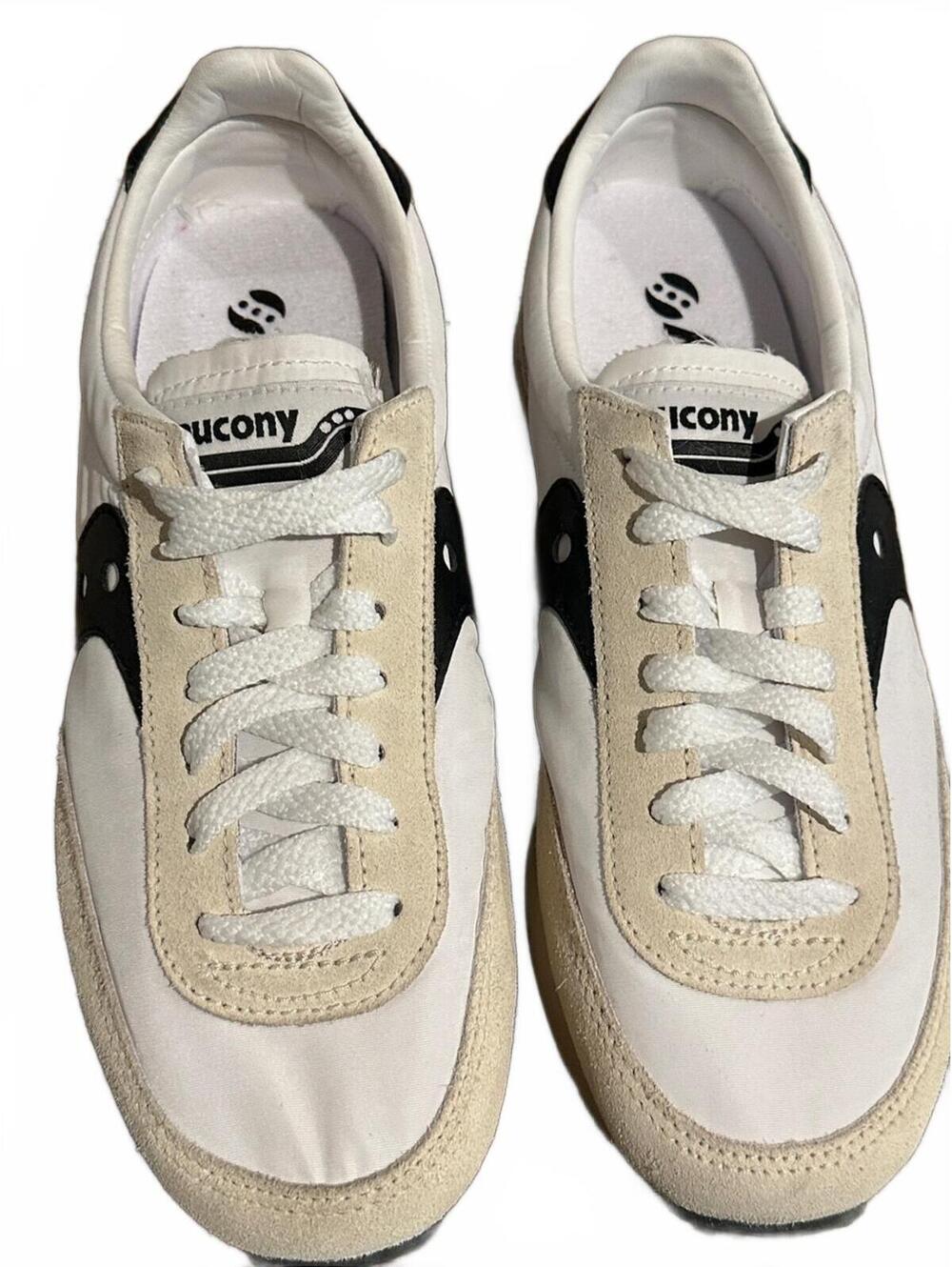 Saucony Men's White, Beige & Black Retro Runner Sneakers